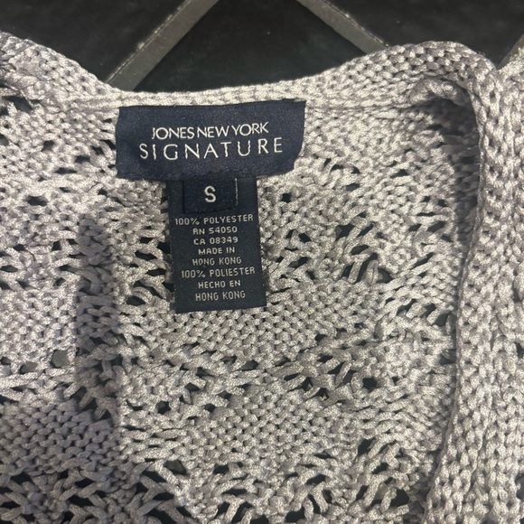 Jones New York Signature Open Knit Cardigan β Silver Gray β Size Small - Picture 3 of 4